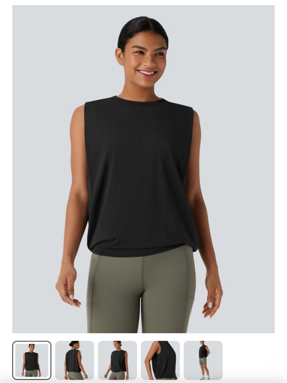 Halara Round Neck Ruched Cool Touch Yoga O Tank Top-UPF50+